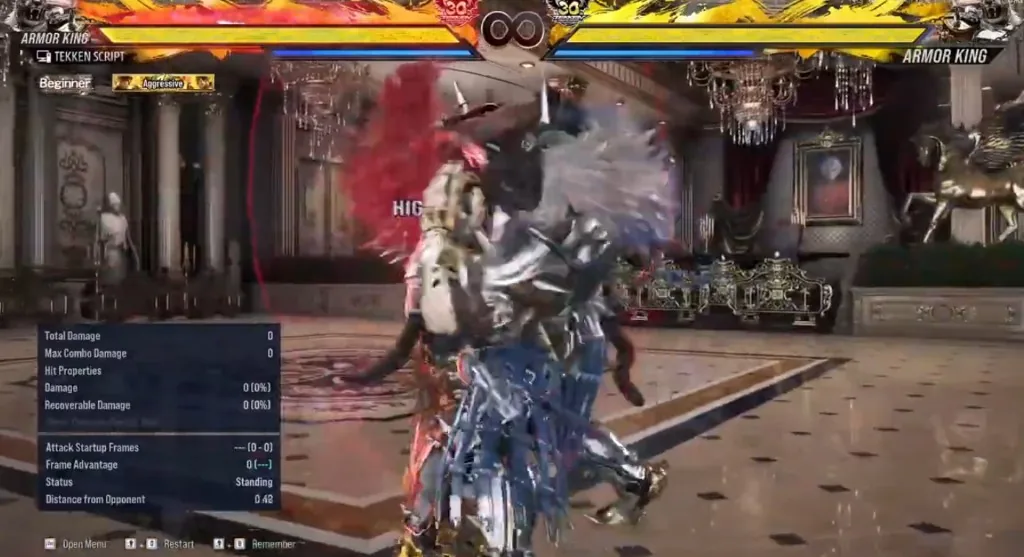 Tekken 8 close range fight with Tekken Script distance and frame advantage display